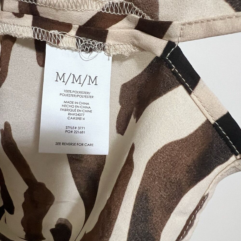 Cabi 3771 Zebra Print Flutter Sleeve Blouse Medium Cream Brown Animal Print Top - Picture 7 of 9